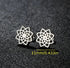 2 Pairs Titanium Steel Black Silver Lotus Mandala Flower Men Women Stud Earrings